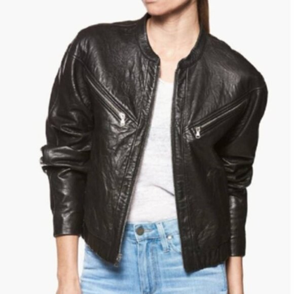 PAIGE Jackets & Blazers - New with Tags -Paige "GIANNA" Leather Biker Jacket, color Black, size Medium